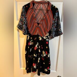 Free People Women's Mix It Up Printed Mini Dress size 8